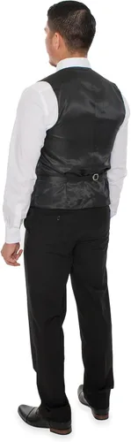 Vista 8 de Traje de tres piezas de dos botones negro elegante para hombre