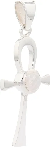 Vista 2 de Colgante de plata de ley Ankh con cruz egipcia con piedra lunar, Plata esterlina, Adularia