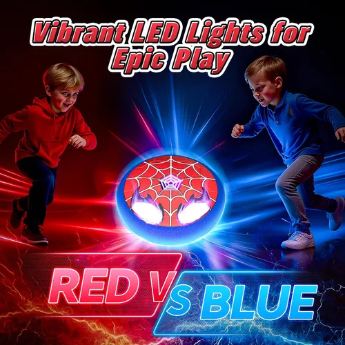 Vista 4 de Pelota de fútbol flotante con luz LED para niños, diseño de telaraña brillante y ojos LED, juguetes de fútbol flotantes de aire