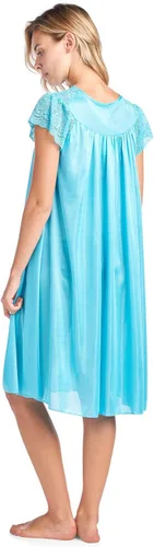 Vista 2 de Casual Nights Camisón de tricot sedoso con cuello de encaje para mujer