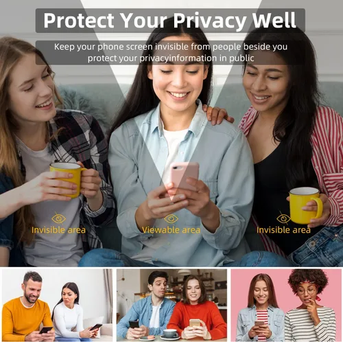Vista 4 de EGKimBa Protector de pantalla de privacidad Compatible con iPhone 14 Pro Max, iPhone 16 Plus, 15 Plus, 6.7 pulgadas Vidrio templado electroplateado