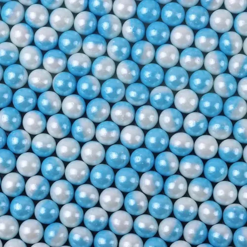 Vista 2 de Gránulos comestibles de perlas blancas y azules, chispas de pastel de Navidad, chispas de galletas, perlas de azúcar, perlas comestibles de 0.276