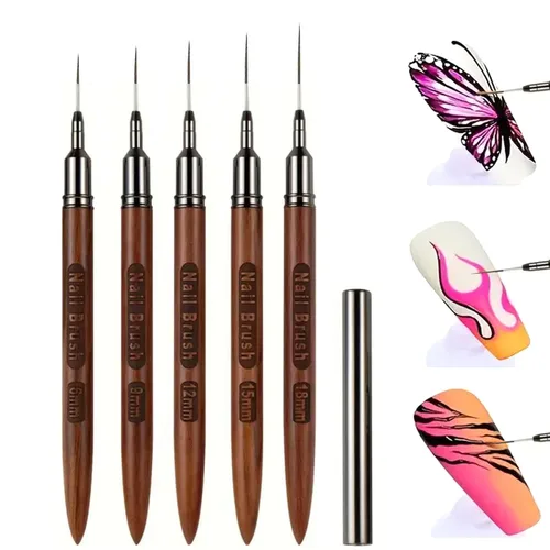 Vista 5 de 5PCS Nail Art Liner Brushes, 0.236/0.354/0.472/0.591/0.709 in Pinceles Negro