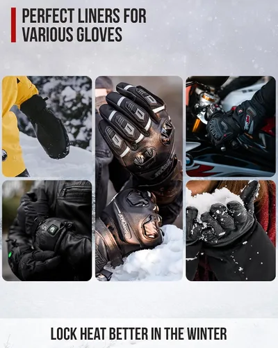 Vista 7 de BORLENI Guantes con Forro - Guantes Ligeros con Forro para Motocicleta, Ciclismo, Senderismo, Deportes, Conducción, Correr, Esquí para Hombres