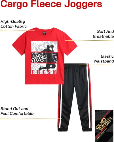 Vista 2 de Quad Seven Conjunto deportivo para niños, camiseta de rendimiento de 2 piezas y pantalones Active Tech (8-18)