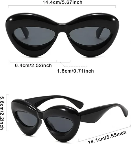 Vista 5 de Gafas de sol infladas de gran tamaño, montura gruesa, gafas de sol para mujeres y hombres, accesorios de disfraz futurista de moda Y2K