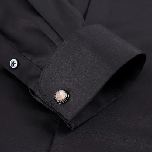 Vista 4 de Gollnwe Camisa de vestir elástica de bambú para hombre con puños franceses