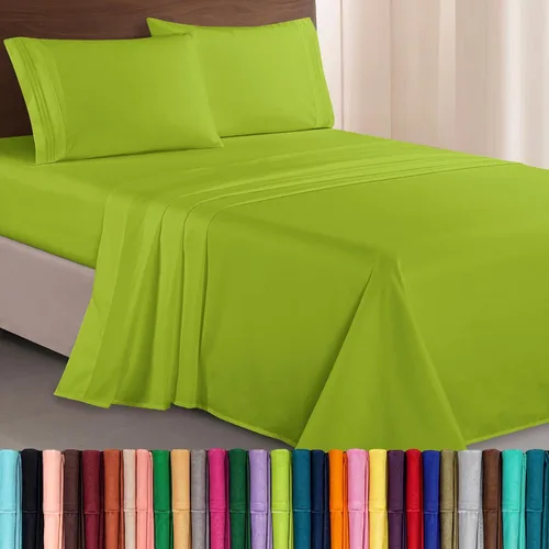 Vista 20 de Elegant Comfort Lujoso juego de sábanas de microfibra de alta calidad 1500 hoteleras bordadas de tres líneas más suaves de 4 piezas, resistente a