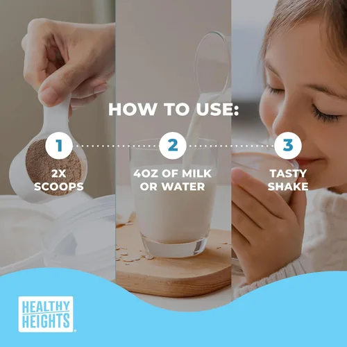 Vista 6 de Healthy Heights Grow Daily Kids - Mezcla de bebida proteica (chocolate) - Batido alto en proteínas para niños de 3 años, 10.6 onzas