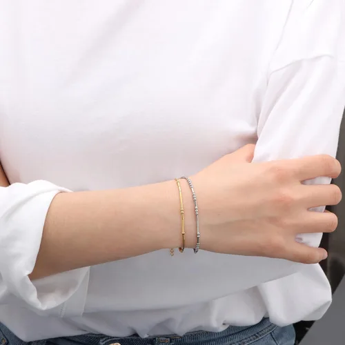 Vista 2 de JoycuFF - Brazaletes inspiradores con código morse grabado de mantras motivadores, para mujer, con cuentas de plata, para regalo