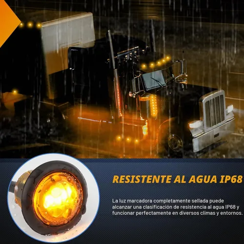 Vista 8 de Nilight Luz de marcador redonda de 3/4 pulgadas, 10 unidades, luz LED ámbar de separación, 2 conectores, indicadores laterales, luces de bala IP68