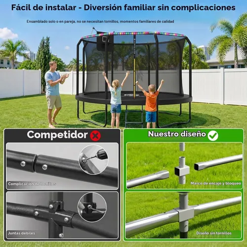 Vista 5 de Outdoor Trampoline with Net for Kids 10FT 12FT 14FT 15FT 16FT Negro