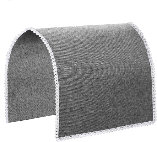 Vista 9 de Ntomtuex Fundas de lino para brazos de sofá, protectores antideslizantes con borde de encaje para silla reclinable de cuero, 2 piezas, color negro