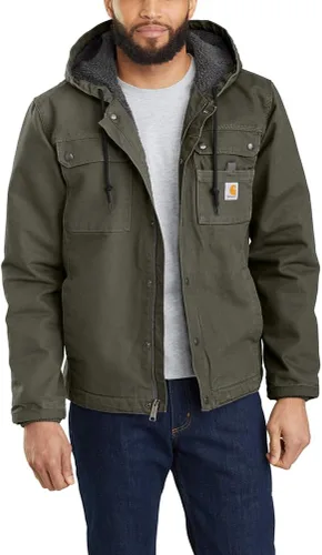 Vista 4 de Carhartt Chaqueta utilitaria con forro de sherpa de pato lavado de ajuste relajado para hombre Negro