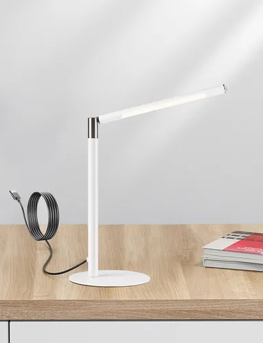 Vista 4 de Lámpara LED de escritorio, lámpara de ojo de oficina en casa, 3 modos, brillo infinitamente ajustable, metal, ajuste multiángulo, lámpara de Blanco