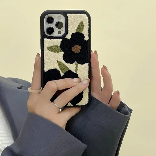 Vista 3 de Funda para teléfono con diseño floral negro compatible con iPhone 12 Pro Max de 6.7 pulgadas 2021, bonito diseño floral femenino, delgado y suave