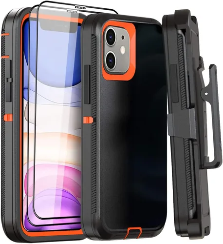 Vista 8 de Funda para iPhone 11 con Clip para Cinturón, Soporte y 2 Protectores de Pantalla, Protección Completa Resistente, Funda a Prueba de Golpes y Caídas