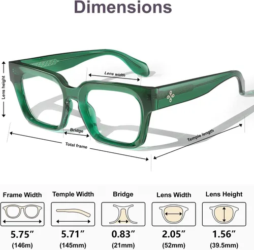 Vista 7 de VISOONE Fashion Computer Glasses with Wire Core Temples Colorado Clear Lens Lightweight TR90 UV400 Square Thick Frame Blue Light Blocking Glasses