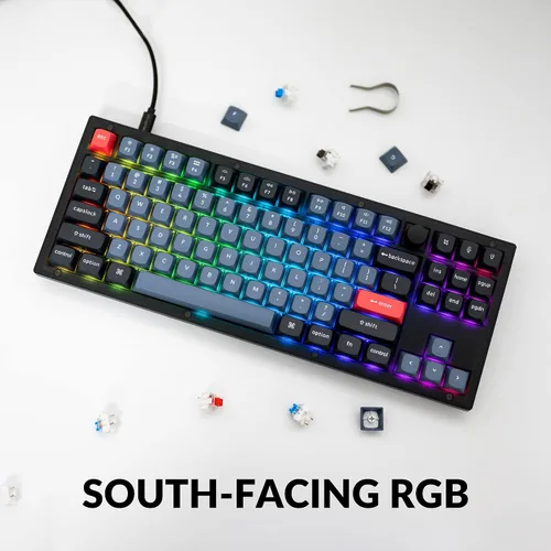 Vista 5 de Keychron V3 - Perilla de teclado mecánico personalizado con cable, TKL QMK/VIA macro programable con interruptor Keychron K Pro marrón