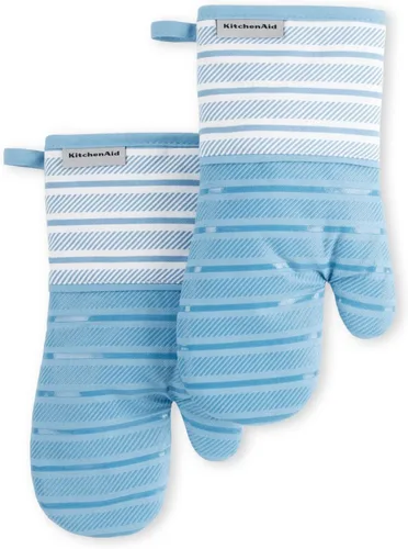 Vista 11 de KitchenAid Albany - Manoplas para horno, paquete de 2, Aqua Sky, 7 x 13 pulgadas
