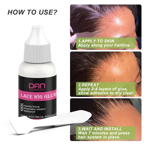 Vista 4 de DAN Technology Kit de pegamento y removedor de peluca de encaje, adhesivo impermeable para el cabello