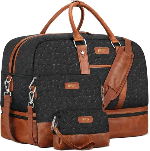 Vista 72 de IBFUN Bolsas de fin de semana para mujer, bolsa grande de lona para viaje, bolsa de viaje con compartimento para zapatos, 21 pulgadas, juego de 3