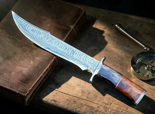 Vista 8 de Poshland REG-109 Cuchillo Bowie hecho a mano de acero D2 de 15.25 pulgadas, mango de madera maciza