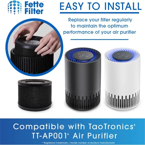 Vista 4 de Fette Filter - Filtro de repuesto, compatible con purificador de aire TaoTronics TT-AP001 y purificador de aire VAVA VA-EE014 y filtro de carbón