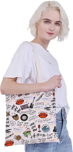Vista 2 de CMNIM Music Band Gift Album Character Inspired Tote Bag Singers Merch Song Lyric Gift for Band Fans Music Retro Travel Bag