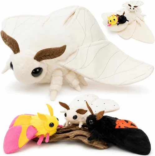 Vista 21 de MorisMos 4 piezas de animales salvajes africanos de peluche, mamá de 18 pulgadas con 3 cachorros de bebé, juguetes de peluche suaves y esponjosos