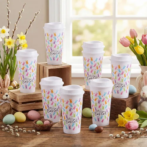 Vista 8 de Bokon 12 piezas de tazas de plástico transparente reutilizables de Navidad a granel, 16 oz, tazas de árbol de Navidad de estilo bohemio, tazas
