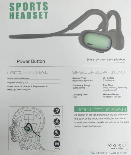 Vista 8 de Ulian Auriculares deportivos de oído abierto, conducción de aire, Bluetooth 5.3, auriculares inalámbricos con graves profundos, cancelación de ruido