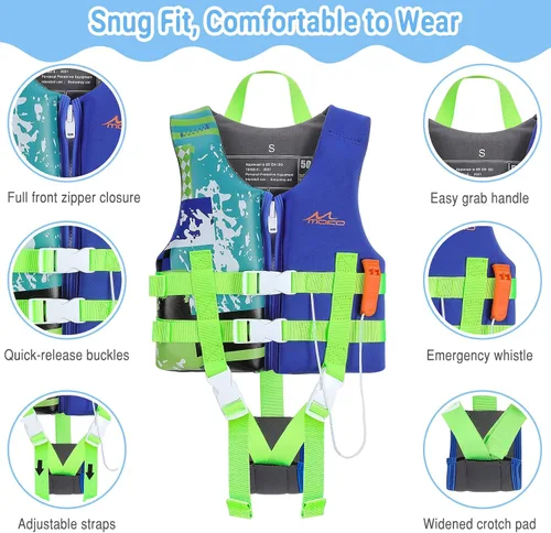 Vista 3 de MoKo Swimming Vest for Kids 20-30-50-77 lbs, Children Swim Vests Water Activity Equipment Cute Pattern Watersports Swimming Device for Toddlers Boys