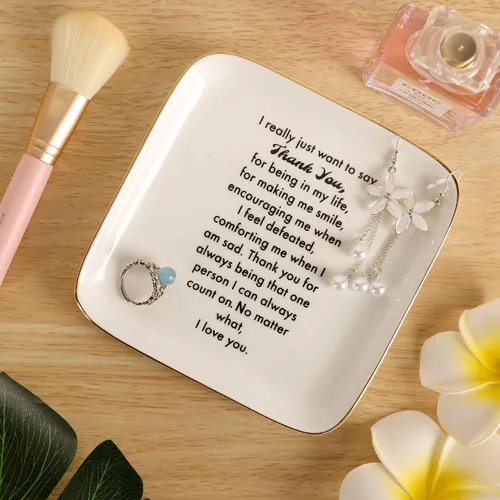 Vista 2 de PUDDING CABIN - Plato para anillos para regalo de agradecimiento para mujeres, madres, maestras, compañeras de trabajo con el mensaje "Thank You for