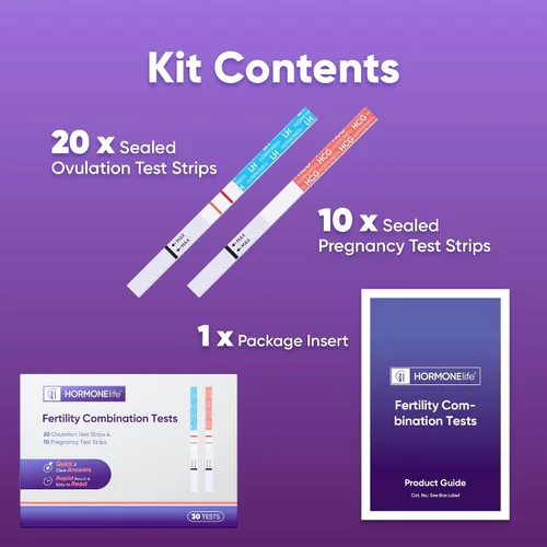 Vista 6 de HORMONELife Kit de tiras de prueba de ovulación y tiras de prueba de embarazo: pruebas precisas de LH y HCG para seguimiento de fertilidad