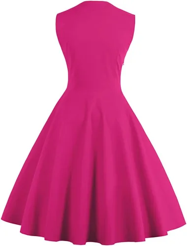 Vista 2 de IWEMEK Vestido de lunares vintage para mujer, estilo años 1950, rockabilly, halter, Audrey, retro, floral, para la noche, cóctel, vestido de swing