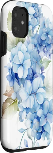 Vista 3 de Funda para iPhone 11 con patrón de acuarela de hortensias