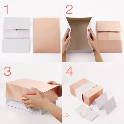 Vista 5 de ROSEGLD Cajas de regalo con bandas de envoltura de 9.5 x 7 x 3.5 pulgadas, cajas de regalo con tapas, cajas de regalo para dama de honor con bandas