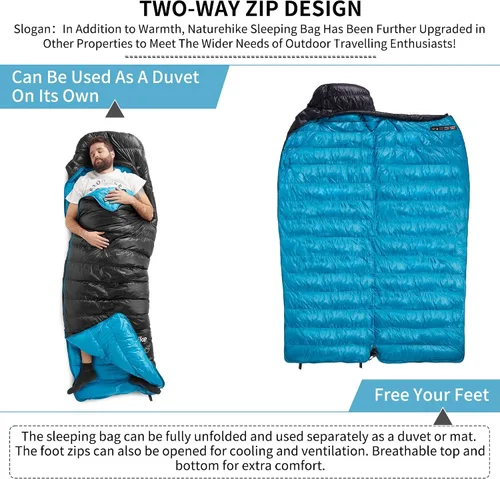 Vista 6 de Naturehike Ultralight Down Sleeping Bag, 650FP Backpacking Sleeping Bag for Adults, 40.4℉ Waterproof Sleeping Bags for Camping, Hiking, Traveling