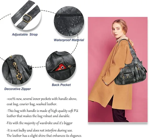 Vista 4 de Angel Barcelo Bolsos de cuero sintético para mujer, bolso de hombro, a la moda, bolsas para niñas