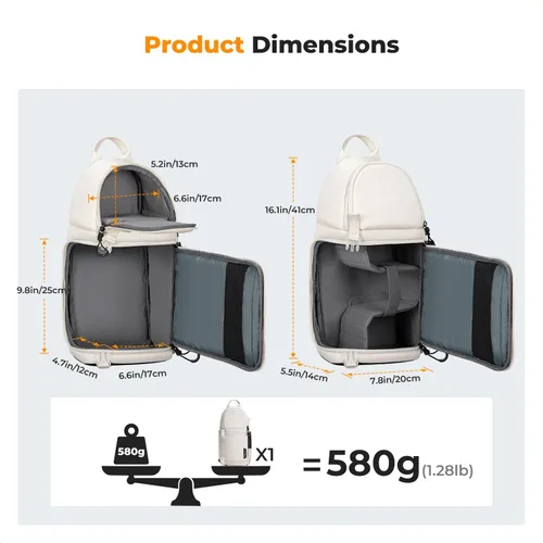 Vista 8 de K&F CONCEPT Bolsa bandolera para cámara, mochila de hombro para cámara DSLR/SLR/SLR/sin espejo, compatible con Canon/Nikon/Sony/Fuji/Gopro/DJI