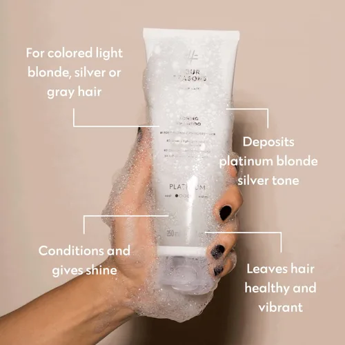 Vista 4 de FOUR REASONS Champú de depósito de color para cabello teñido – rubio platinado/gris, tóner de cabello gris sin sulfato, 8.45 onzas líquidas