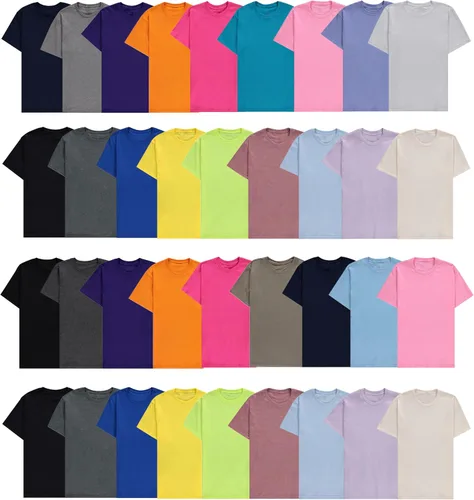Vista 24 de SOCKS'NBULK Camisetas de manga corta con cuello redondo de algodón para Paquete de 12 variados.