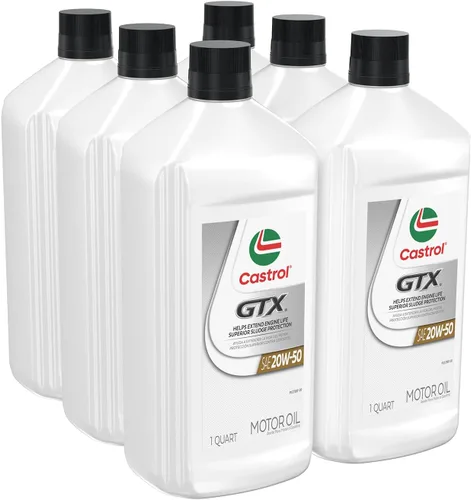 Vista 9 de Castrol GTX 20W-50 Aceite de motor convencional, 1 cuarto de galón, paquete de 6
