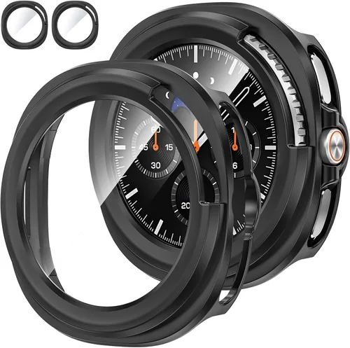 Vista 28 de Tensea [Paquete de 2]: Funda protectora de pantalla para Samsung Galaxy Watch FE 2024/5 2022/4 2021, accesorios de 1.57 pulgadas, cubierta