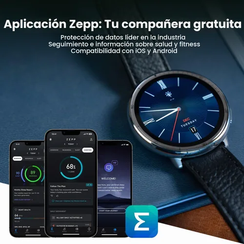 Vista 8 de Amazfit Reloj inteligente Active 2 Premium de 1.32 pulgadas, cristal