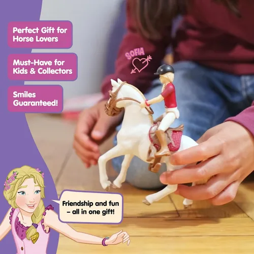 Vista 6 de Schleich Horse Club — Sofia y Blossom: juego de 10 piezas de Horse Club con jinete y yegua andaluza, juguetes de caballos para niñas y niños de 5 a