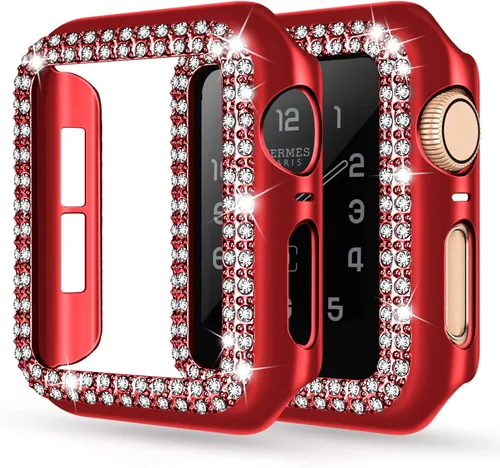 Vista 27 de Adepoy - Funda Compatible para Apple Watch de 1.496 Pulgadas Serie 3/2/1, con Brillantes, Funda Protectora con Marco de Pantalla para Mujer, Niña