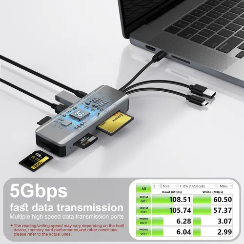Vista 4 de Adaptador de lector de tarjetas SD 8 en 1 de aluminio con caja de transporte de almacenamiento de tarjetas SD/TF/CF/MS/XD/Cfast/Memory Stick Pro Duo
