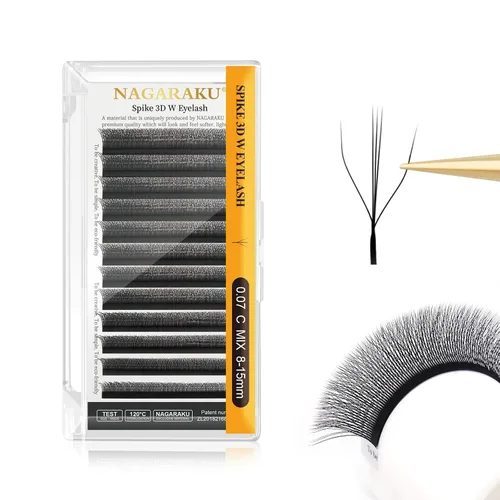 Vista 113 de NAGARAKU Extensiones de pestañas prefabricadas en abanico 3D W 0.05 C 0.315 0.05-C 3D W